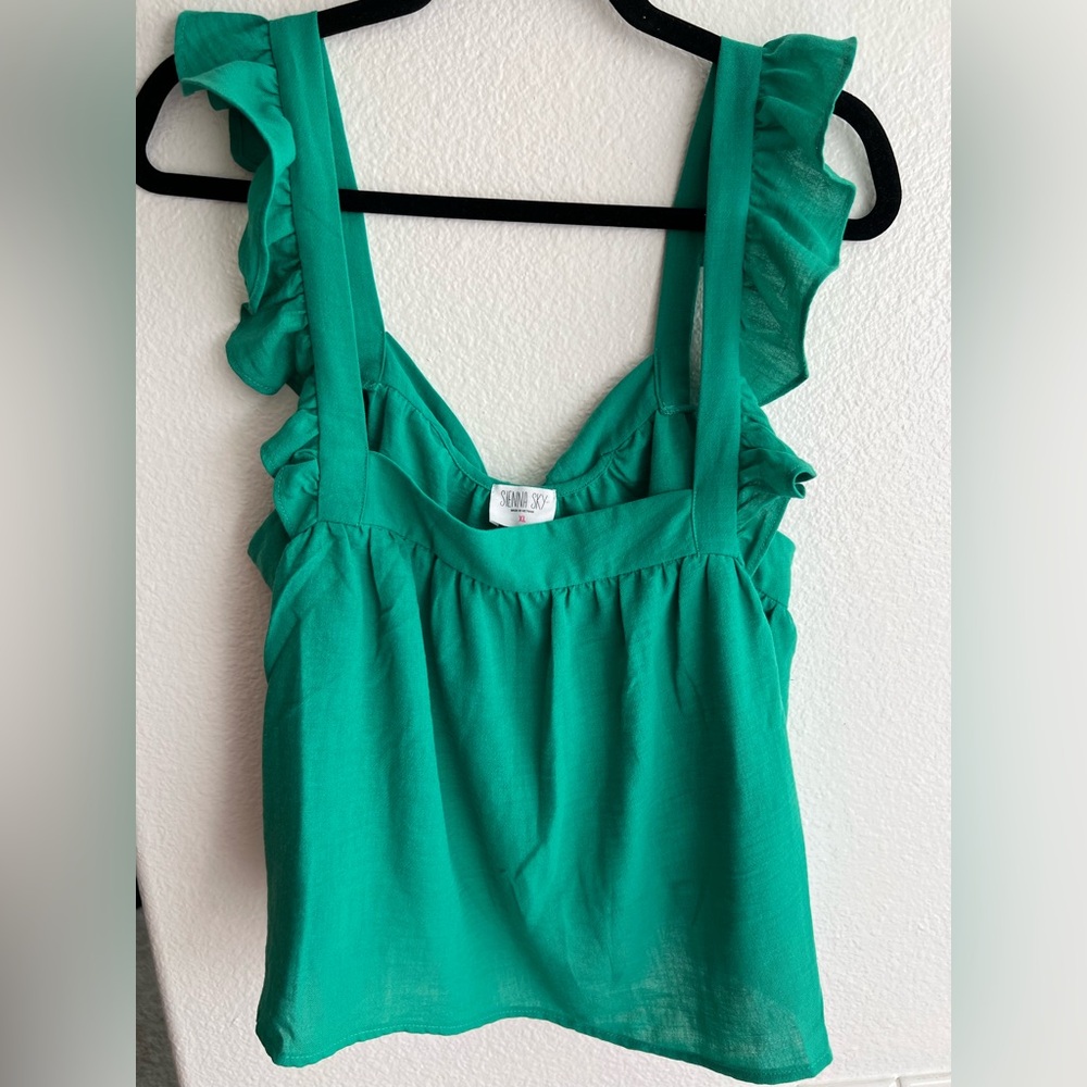 Sienna Sky Green Ruffle Blouse